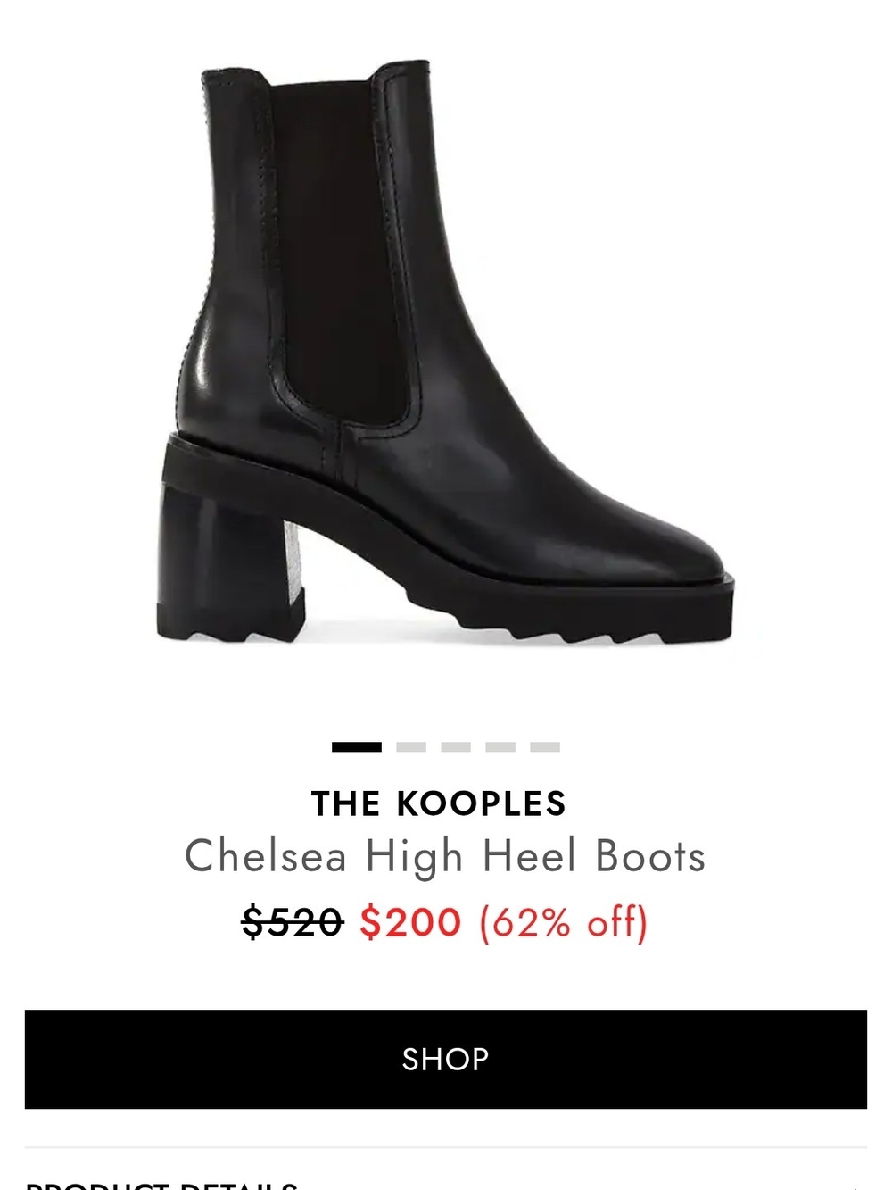 The Kooples Black Leather Chelsea Block-Heel Boots